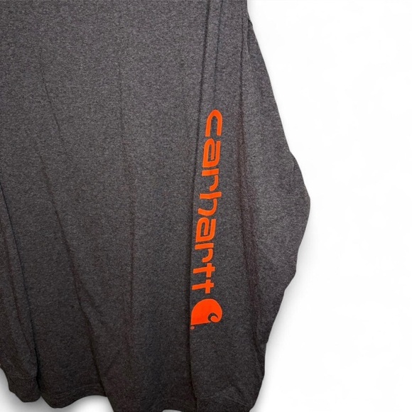 Carhartt Long Sleeve Workwear Shirt Grey Logo Large Tall - Picture 2 of 4